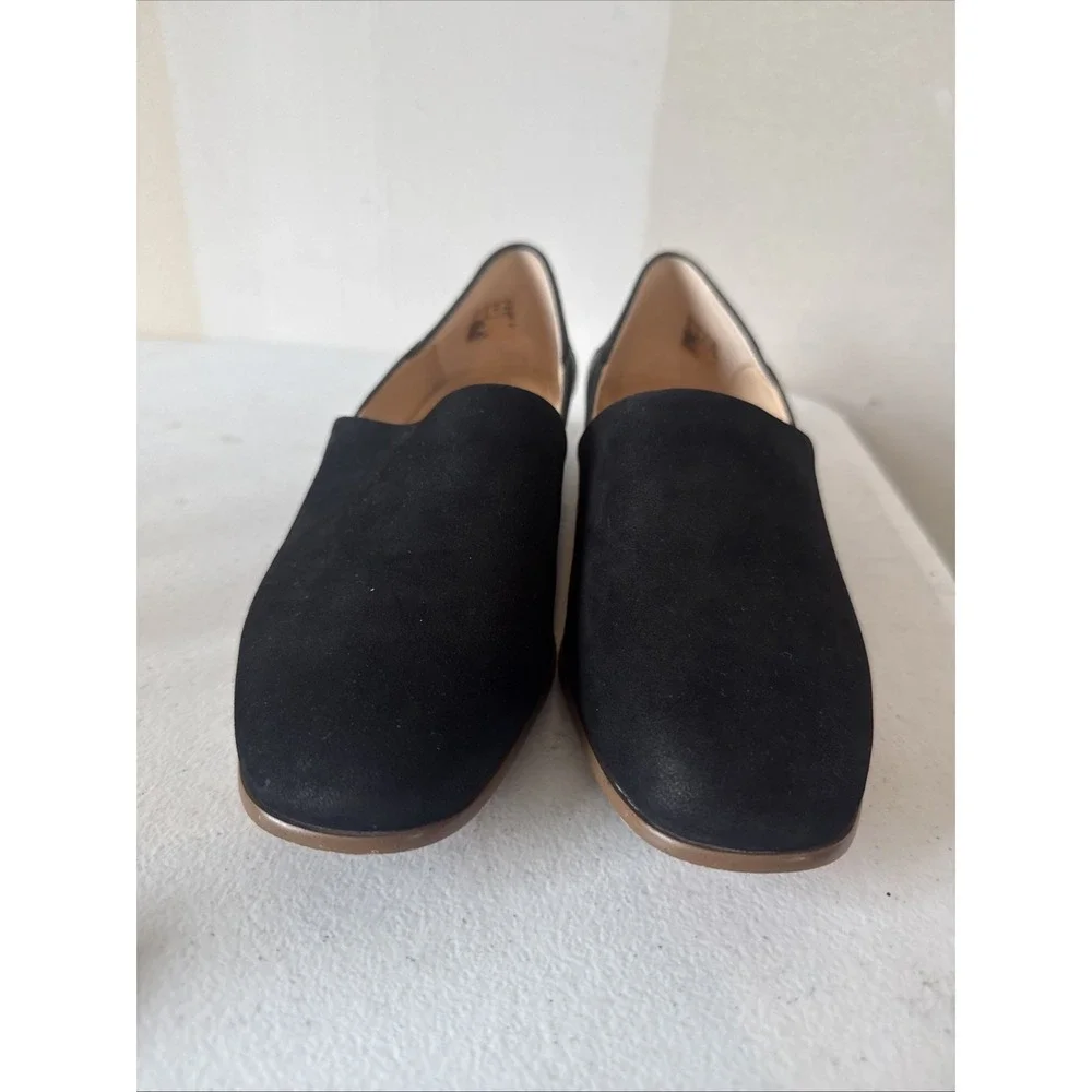 Women's Clarks Pure Tone Black Leather Lofer Flats Sz 8 Preppy Work